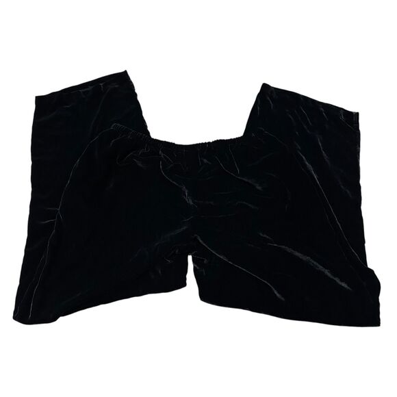 Express Womens Silk Blend Velvet Pants Sz Large Black Elastic Waist Drawstring - Picture 2 of 5